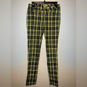 TRIPP nyc black and yellow plaid skinny low rise‎ jeans size 5 stretch Punk Emo